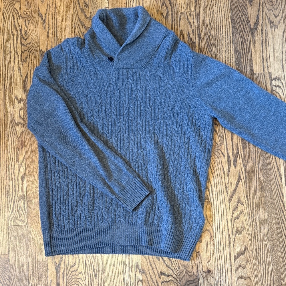 Men's Gray Ben Sherman Large cable knit cowl neck Sweater